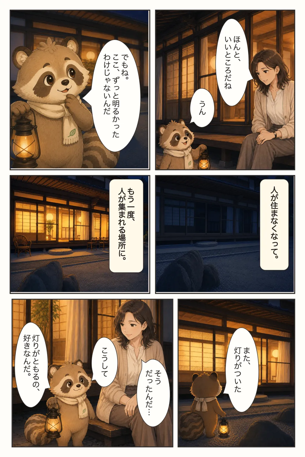 灯り宿SERAで家族旅行の思い出をつくる様子